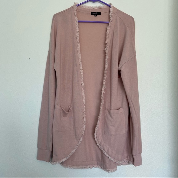 Amaryllis Sweaters - Amaryllis two pocket cardigan / kimono - blush pink